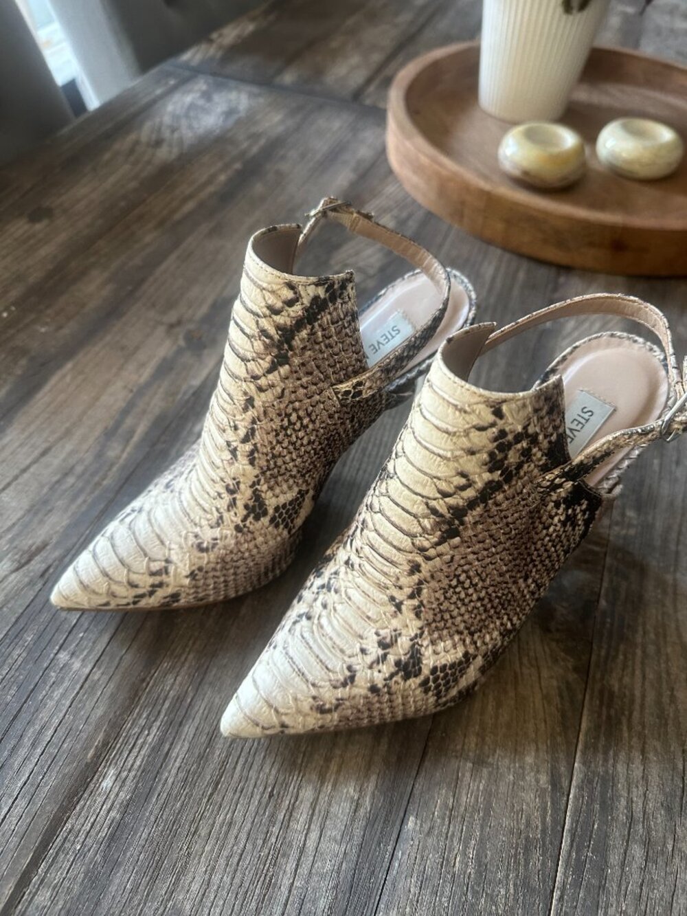 Steve Madden Daily Snake Print Slingback Stiletto Shooties Size 7